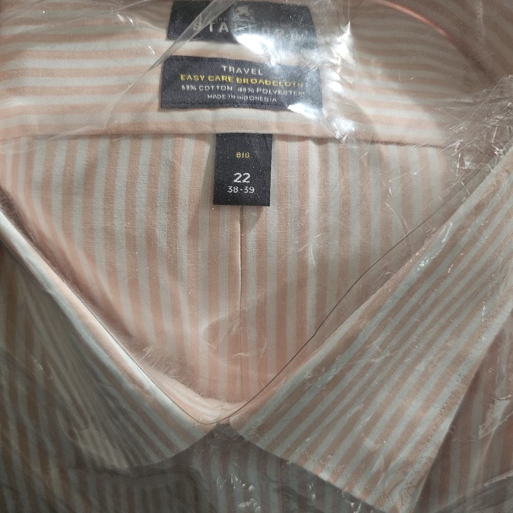 Stafford Pink and White Dress Shirt with Vertical Stripes